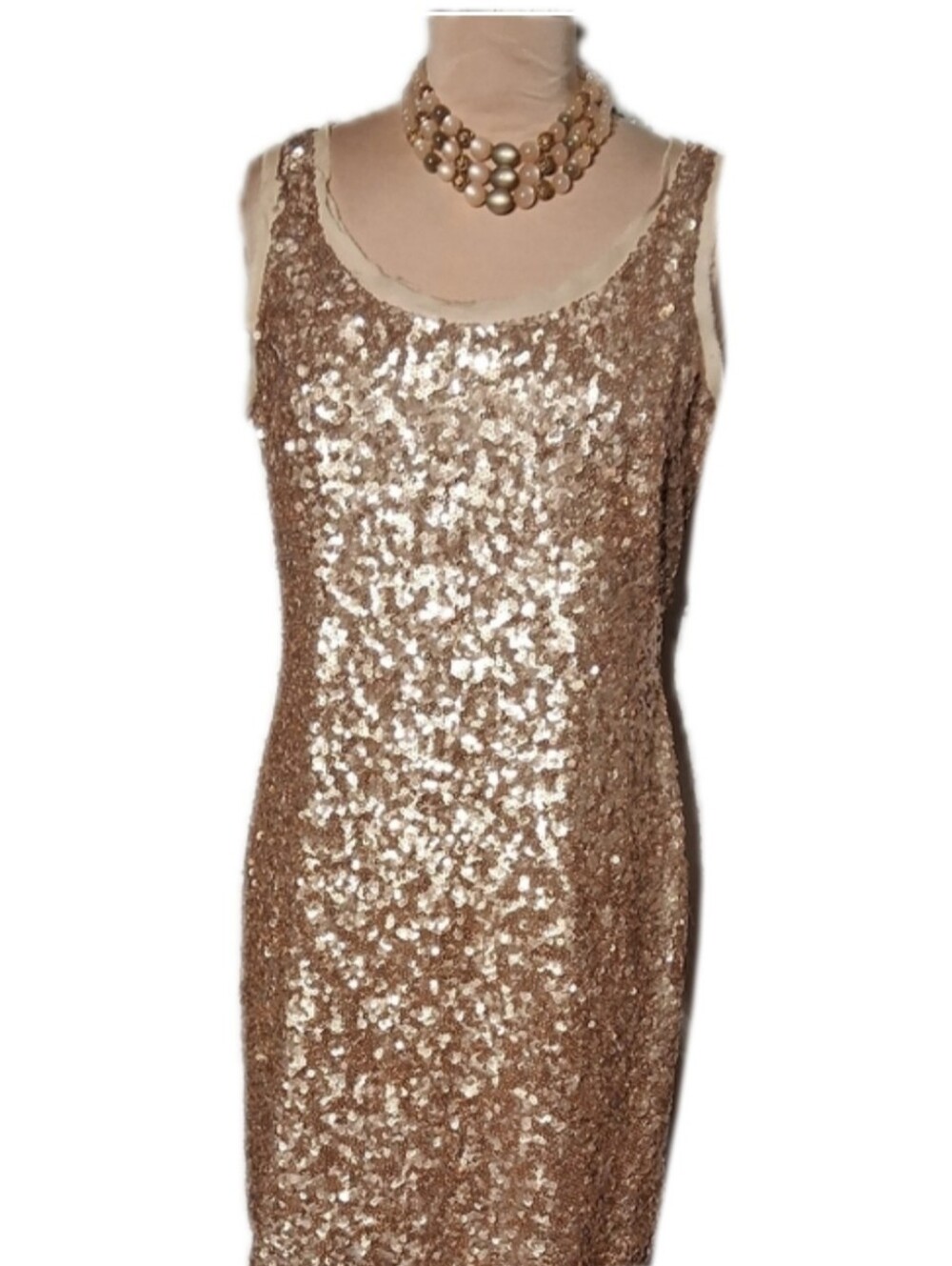 Talbots Rose Gold Sequin Tank Mini Dress